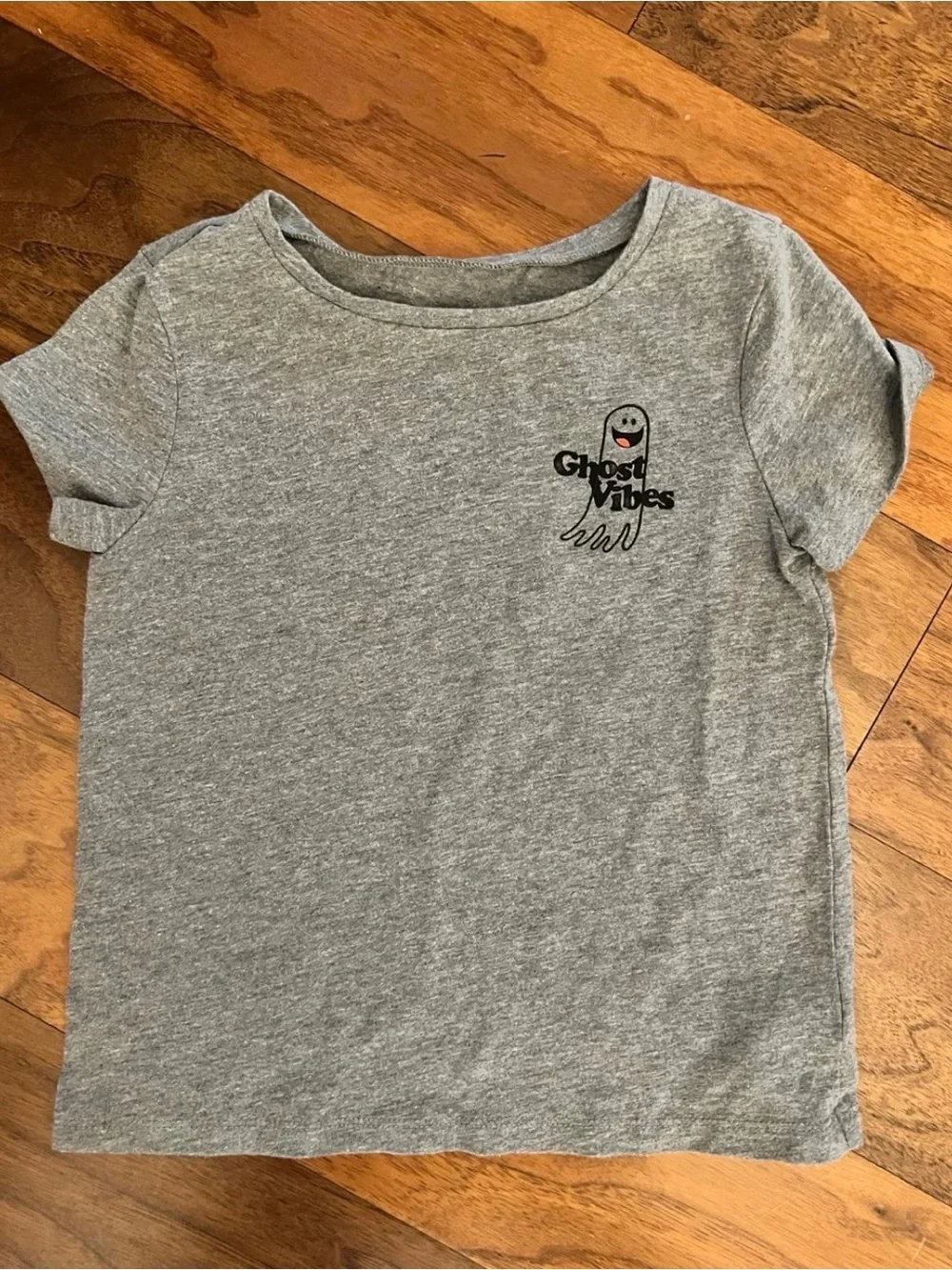Old Navy Gray 'Ghost Vibes' Graphic Tee with Orange Accent